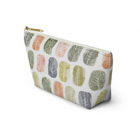 Watercolor Leaf Stamp Accessory Pouch w T-bottom in Green